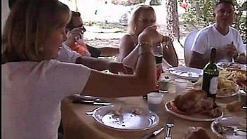 at lunch table a dinner turns into an orgy!