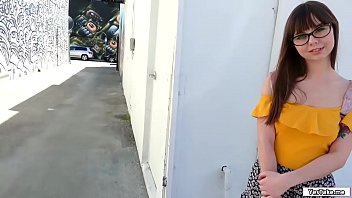 brunette babe shae shows tits and rides strangers dick for cash