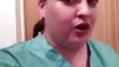 chubby nurse shows her huge tits