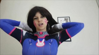 teen dva cums, gets a facial and swallows – overwatch cosplay