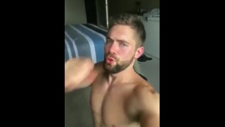 str8 gym buddy makes my eyes water deepthroating his cock