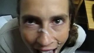 mature secretary gets a facial