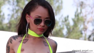 elegant angel: petite tattooed babe gets stuffed in all her holes