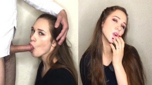 boss had fun with her mouth and pulled pulsating oral creampie inthroat!