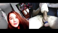 girl with giant tits plays on chat with huge cook