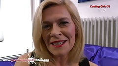 heavily pierced milf pussy masturbating on casting couch