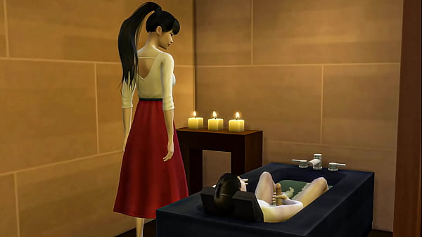 asian mom helping son masturbate in the bath || mother catches her son masturbating