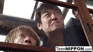 japanese teen geisha has her hairy pussy toyed in a dojo