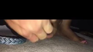 jumping one footed full weight on his nuts