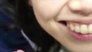 cute chinese glasses girl bj in toliet