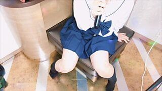 height 148 cm. dark hair. cute girl masturbating.