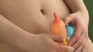 huge tits japanese with condom ballons
