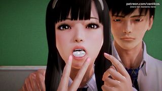 waifu academy – big tits beautiful asian 18yo schoolgirl teen sucks a big cock and swallows cum right in classroom – #25