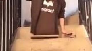 beautiful chinese dhd going down the stairs