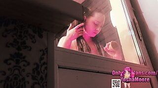 i caught a stepsister for a blowjob and masturbation, closed on the balcony and looks porn, a step sister of the nympho